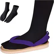 [WANHONGYUE] Cosplay Clogs Geta Sandals + Tabi Socks, Tanjirou Nezuko Anime Shoes Unisex Flip Flops Slippers