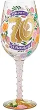 Enesco Designs by Lolita Happy 70th Birthday Hand-Painted Artisan Wine Glass, 15 Ounce, Multicolor