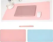 Desk Mat Large Mouse Pad 80x40cm,Office Desk Mat,Writing Pad，PU Leather Double-Sided Mousepad Desk Pad Gaming Mouse Pad for PC Laptop,Waterproof Mouse Keyboard Mat (Pink@Blue)