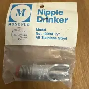 Monoflo Nipple Drinker Stainless Steel 1/2" #10094 NOS Pig Water Nozzle