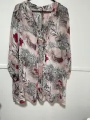 New With Tag Floral & Beads Regatta Size 22 Top 3/4 Sleeves Double Layer Top