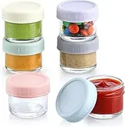 6 Pack Salad Dressing Container To Go, 1.7 oz Glass Small Condiment Container with Lids, Dipping Sauce Cups Set, Leakproof Reusable Sauce Containers for Lunch Box Work Trip