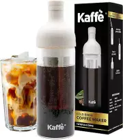 Kaffe Cold Brew Coffee Maker (38Oz / 1L) - Borosilicate Glass, Airtight Seal & D