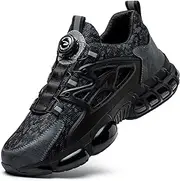 [GemChve] Work Shoes Safety Shoes Men Women Steel Toe Caps Anti-Smashing Lightweight Sporty Breathable Self-Locking Quick Release Fashion Protective Shoes 36-46 EU