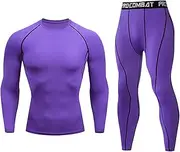 [NaRHbrg] Men's Sports Running Workout Set Compression Shirt Pants Top Long Sleeve Sports Tight Base Layer Quick Dry