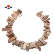 Peach Moonstone Irregular Slice Nugget Points Approx 20-30mm 15.5" Strand