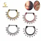 Hoops Clicker Crystal Earring - Titanium Nose Septum Rings Body Piercing Jewelry