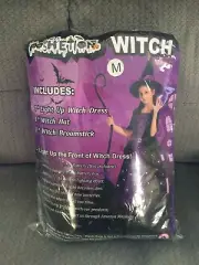 New Poshetion Light-Up Witch Costume, Includes Dress, Hat & Broom - Child Medium