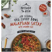 Passage To Asia Veg Curry Bowl Malaysian Satay With Jasmine Rice 280g