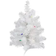 Northlight 18" Pre-Lit Snow White Artificial Christmas Tree - Multi-Color Lights