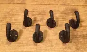 SIX (6) Coat Hooks Cast Iron Rustic Brown 1 1/2" Tall SIX (6) 0170-01203