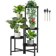 5Tiered Metal Foldable Outdoor Corner Tall Plant Shelf for Multiple Plants,Tiered Plant Racks