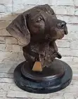 Art Deco Labrador Bust Hot Cast Bronze Sculpture Marble Base Figurine Figure Art