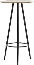 Oak Bar Table, 60 cm Round Kitchen Dining Room Bistro, MDF Counter Height, Wood Grain, Steel Legs - Tables, Set, Furniture