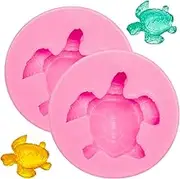 Boao 2 Pieces Sea Turtle Silicone Mold Turtle Candy Fondant Mold Tortoise Chocolate Making for DIY Baking Cake Desserts Decoration Tools