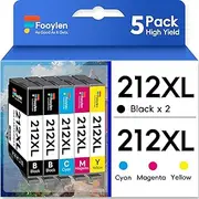 Fooylen 212XL Ink Cartridges 5-Pack Compatible for Epson XP-2100 XP-3100 XP-3105 XP-4100 Epson WF-2810 WF-2830 WF-2850 (2B/1C/1M/1Y)