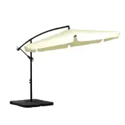 3M Patio Outdoor Umbrella Cantilever Beige With Base Stand