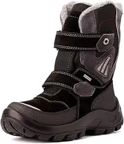 [Nordan] Boys Waterproof Winter Boots Textile Leather Winter Shoes with Membrane and Knitted Fur Item 3803/3806, Black 0599
