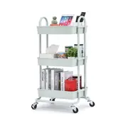 3 Tier Rolling Cart Storage Trolley - Green