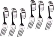 GRIRIW Long Lasting Use 6pcs Stainless Steel Curved Handle Forks Salad Dessert Cake Forks Practical Tableware Suit
