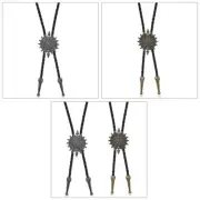 Mens Western Cowboy Bolo Tie Necktie Necklace with Metal Sun and Arrow Pendant