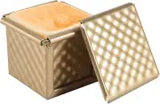 Mini Loaf Pan with Lid, Dough Aluminum Square Non-Stick Toast Box Bread Pan, Pul