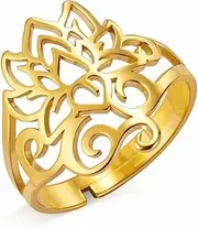 [kkjoy] Lotus Flower Ring Stainless Steel Yoga Symbol Promise Ring Amulet Jewelry for Women Charming Ladies
