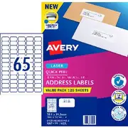 Avery 65UP Laser Address Labels with Sure Feed 120 Sheets