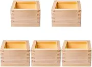 PPYQQ Wooden Sake Cups Japanese Cup Box 5Pcs Hinoki Wood Cypress Sake Box Storage Holder Unfinished Wooden Case