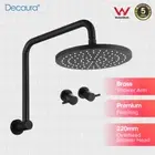 Decaura 9'' Rain Shower Head Black Gooseneck Brass Shower Arm 1/4Turn Shower Tap