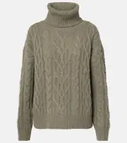 [Nili Lotan] Nili Lotan Gigi cable-knit cashmere turtleneck sweater AU 10 green