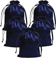 Gbateri 35pcs 5 x 7 inches Satin Gift Bags with Drawstring, Party Favor Bags, Silk Jewelry Bags, Fabric Cloth Drawstring Pouch Bags, Christmas Gift Bags for Anniversary Baby Shower Favors (Navy Blue)