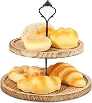 Dessert Serving Stand,Cookie Stand,Cupcake Serving Tray,Tiered Serving Tray,Wood Cupcake Tray,2 Tiers Wood Cupcake Stand,Detachable Tiered Display Stand for Home Party Office (Light Brown)