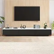 Luxsuite TV Unit Cabinet Wooden Entertainment Centre Television TV Stand Storage 3 Drawers High Gloss White Faux Marble Top Black 180cm