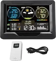 Digital Weather Thermometer, Forecast Station Weather Wireless Temperature Humidity Monitor with Sunup Sundown Clock