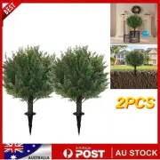 2Pc Artificial Cedar Topiary Ball Trees Bushes UV Resistant Outdoor Floral Decor