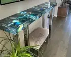 Blue Agate Stone Console Table Top, Hallway Counter Slab Agate Table Top 24"x12"
