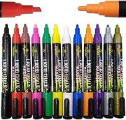 RIDINO Liquid Chalk Pen Markers - Chalkboard Marker Erasable on Blackboard, Glass, Window, Mirror and Kids Art-Chalk Pen Includes Reversible Chisel & Bullet Tip - Wet Erase Ink(12 Colors)