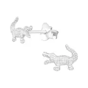 Silver Crocodile Stud Earrings