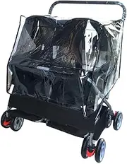 Double Seat Pet Dog Pram Stroller for Medium Small Dogs, Premium Two-Seater Pet Strollers for Dogs Cats and More, Pet Travel Carrier Folding Dog Prams Pushchairs(Black with Rain Cover)