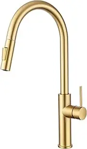 ACA International 2 Mode Pull Out Kitchen Tap Swivel Gooseneck Laundry Sink Taps Faucet WELS Kitchen Mixer Tap(Brushed Yellow Gold)