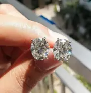 4.00 Ct Oval Cut D/VVS1 Moissanite Solitaire Stud Earrings 925 Sterling Silver