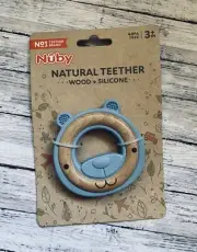 Nuby Natural Wood And Silicone Teether BPA Free 3+ months Bear