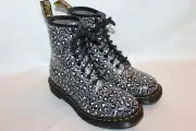 NEW! Dr Doc Martens Gray Leopard Smooth Leather 1460 Combat Boots Sz 7 EU38 UK5
