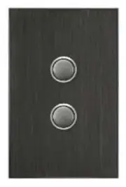 Clipsal SATURN 400-SERIES PUSH BUTTON SWITCH 2-Gangs 20A 250V Horizon Black
