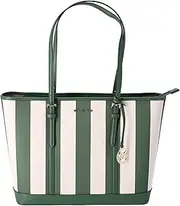 [MICHAEL Michael Kors] Michael Kors Jet Set Travel Large Top Zip Tote Fern Green Multi Stripe, Green