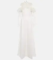 [Christopher Kane] Christopher Kane Bridal feather-trimmed crêpe gown AU 6 white