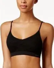 Calvin Klein Women's Lace Floral Unlined Bralette XS black QF4046