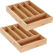 Box Sweden Bamboo 5 Compartment Cutlery Drawer Organiser, 33x23x5cm Size
