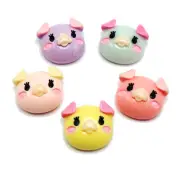 25 Mixed Color Flatback Resin Cute Pig Cabochons 19mm Flatback Charm
